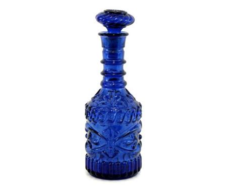 Vintage Ornate Cobalt Blue Glass Jim Beam Decanter E6065 Etsy Blue Glass Cobalt Blue