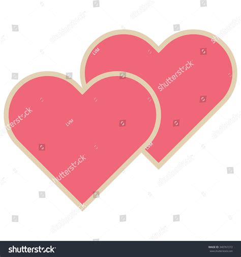 Two Pink Hearts Symbol Isolated Vector Stock Vector Royalty Free