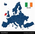 Map of europe with highlighted ireland Royalty Free Vector
