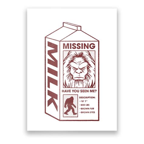 Milk Carton Missing Bigfoot Poster TeeShirtPalace