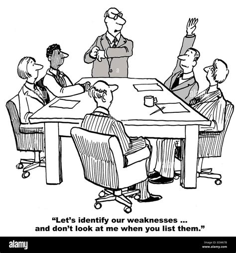 Cartoon Of Business People In A Meeting And Leader Is Proposing They