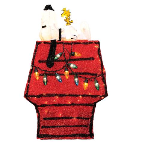 Create a winter wonderland with outdoor christmas decorations. 26" 3D Light Up Snoopy On Doghouse