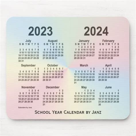 2023 2024 Rainbow Cloud School Calendar By Janz Mouse Mat Uk
