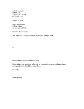 Sample change of address letter to official entity. This letter is a simple, yet effective, way to let ...