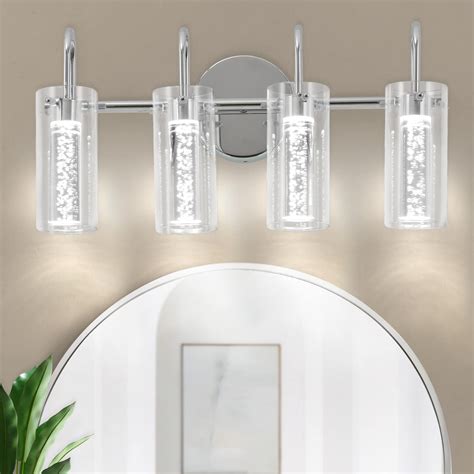 Led Bathroom Lights Over Mirror Bathroom Light Fixtures 4 Lights Chrome