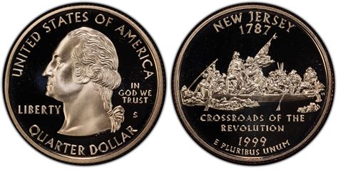 1999 S 25c New Jersey Dcam Proof Washington 50 States Quarters