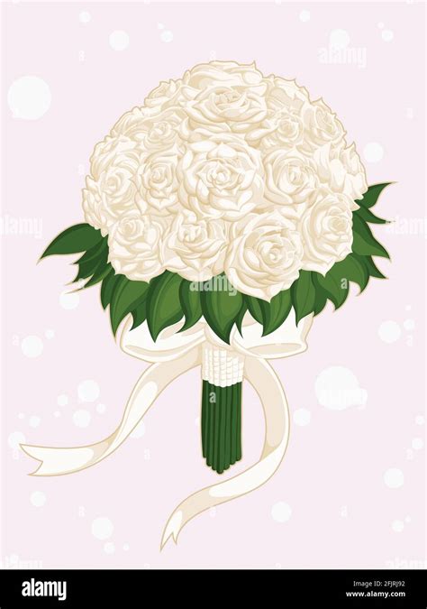Rose Bridal Flower Wedding Bouquet Cartoon Vector Illustration Drawing