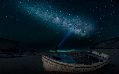 Boat On Beach Under Starry Sky Image Id 45454 Image Abyss
