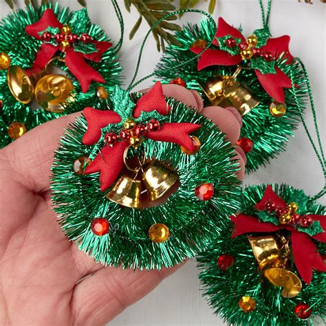 Miniature Tinsel Christmas Wreath Ornaments Christmas Ornaments