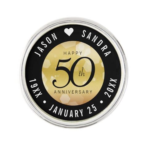Elegant 50th Golden Wedding Anniversary Lapel Pin