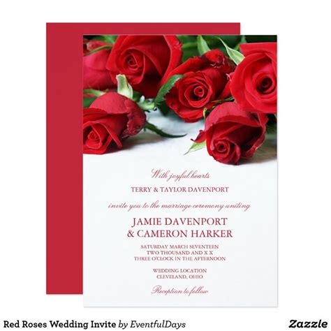 Red Roses Wedding Invite Red Rose Wedding Floral