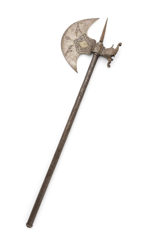 bonhams a qajar gold damascened steel axe persia 19th century