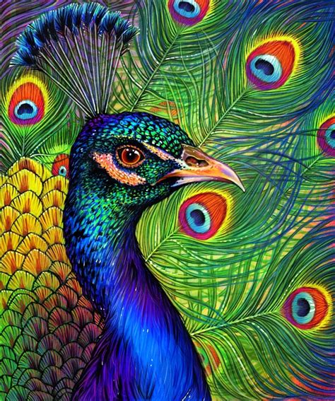 Peacock Colour Pencil Drawing