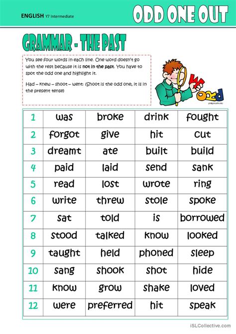 The Odd One Out The Past General G English Esl Worksheets Pdf And Doc