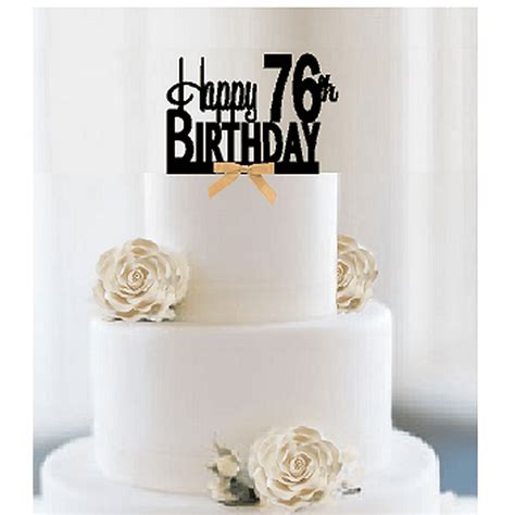 Item076ctgr Happy 76th Birthday Elegant Cake Decoration Topper With
