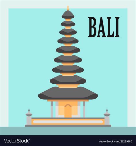 Bali Temple Flat Style Royalty Free Vector Image