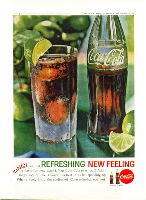 Zing Get That Refreshing New Feeling Coca Cola Ad 1962 Bottle Glass
