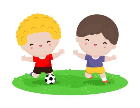 30 Children Playing Football In Garden Illustrations Royalty Free
