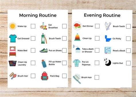 Morning And Evening Routine Chart Morning Routine For Kids Etsy
