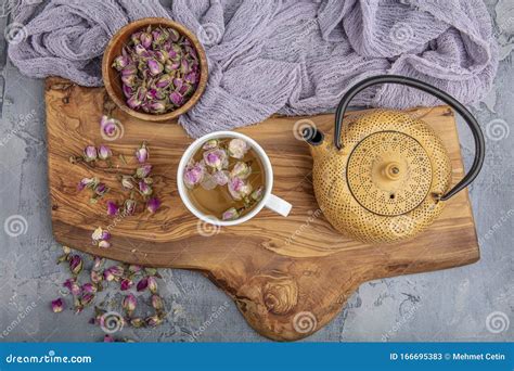 Still Life With Traditional Asian Herbal Tea Prepared In Vintage Cast