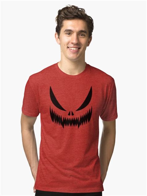 Graphic Design Evil Halloween Pumpkin Face Tri Blend T Shirt By