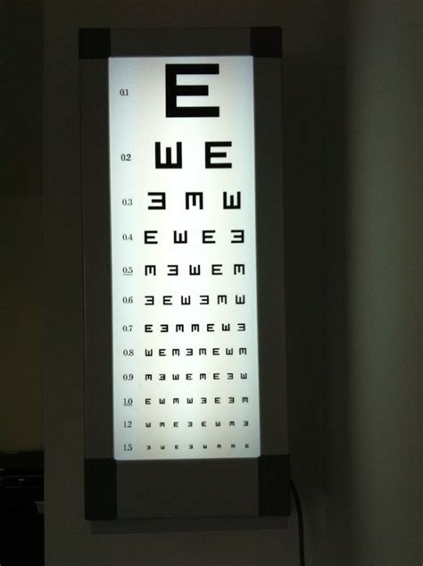 The Standard Tumbling E Visual Chart Demonstrated On A Light Box