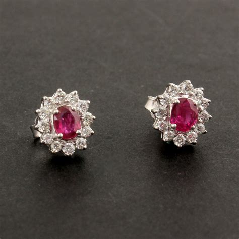 On Sale Ruby Diamond Earrings Ruby Earrings Certified Etsy