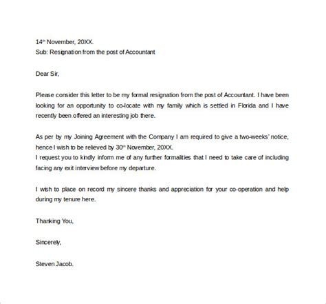 41 Formal Resignation Letters To Download For Free Sample Templates