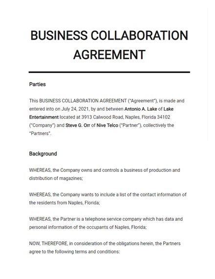 9 Free Collaboration Agreement Templates Edit And Download