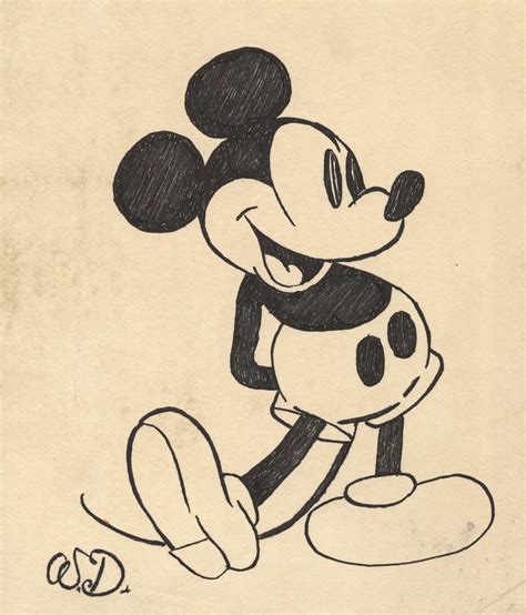 Walt Disney Mickey Mouse Joyful Pen And Ink Drawing Sep 27 2019