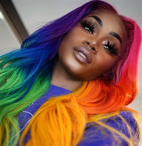 Custom Colorful Body Wave Full Lace Wig With Baby Hair Rainbow Hair
