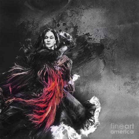 Beautiful Woman Dancing Spanish Flamenco Painting By Gull G