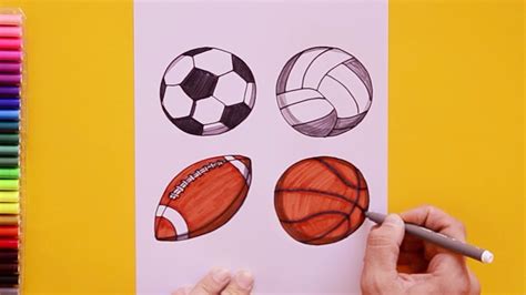 How To Draw Sports Balls Soccer Volleyball Football Basketball