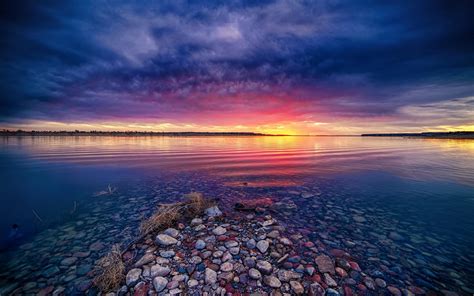 Wallpaper Sunlight Landscape Sunset Sea Bay Lake Water Nature