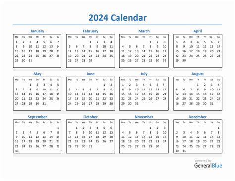 2024 Calendar Template Excel Free Online Pdf Sydel Fanechka