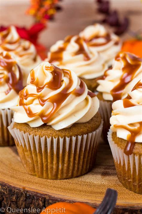 Pumpkin Cupcakes With Salted Caramel Cream Cheese Frosting ~ Recipe