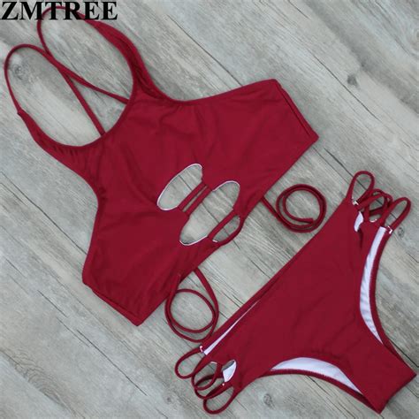 Zmtree Hot Swimwear Bandage Bikini 2017 Sexy Beach Wear Women Swimsuit
