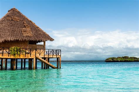 Private Over Water Hut On Tropical Island Stock Image Image Of Blue