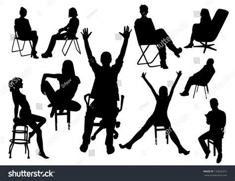 Set Of Sitting People Silhouettes Stock Vector 133625372 Shutterstock