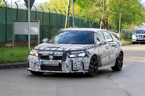 2022 Honda Civic Type R Spied With Center Exhaust Pipe Michelin Tires