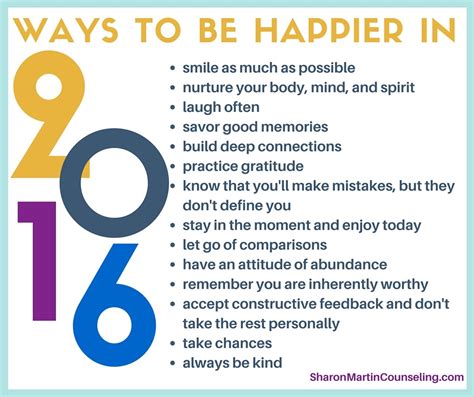 14 Ways To Be Happier In 2016 Sharon Martin Lcsw Counseling San Jose