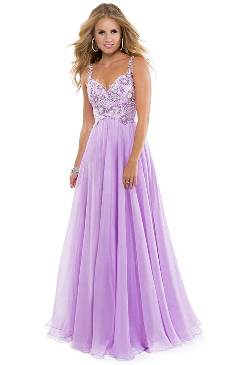 Chiffon Dress With Lace Bodice And Shoulder Straps By Flirt Lilac