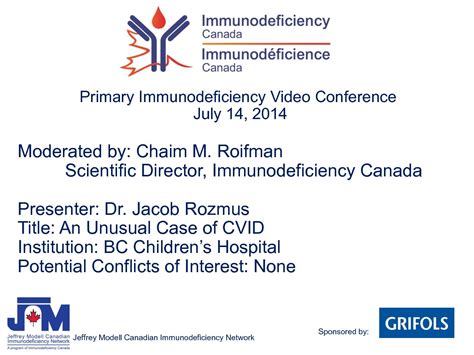 Pidvc Presentation 2 July 14 2014 Pdf 1 Immunodeficiency Canada
