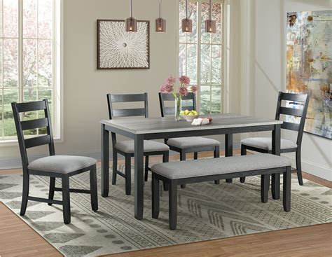 Kona Gray And Black 6 Piece Dining Room Set From Elements Furniture