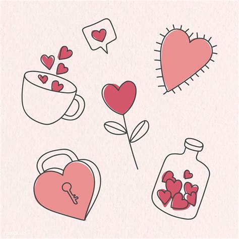 Download Premium Vector Of Hand Drawn Love And Valentines Day Doodle