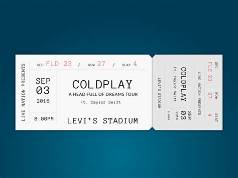 Coldplay Ticket By Elizabeth So On Dribbble