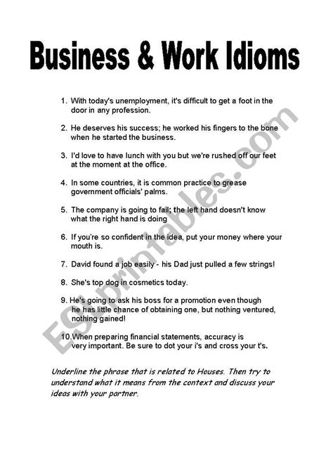 For the long haul meaning: Business and Work Idioms worksheet and discussion - ESL ...