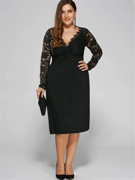 Gamiss Women Black Holiday Formal Party Bodycon Sexy Dress Plus Size Twist Front Formal Dress