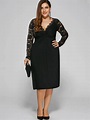Gamiss Women Black Holiday Formal Party Bodycon Sexy Dress Plus Size ...