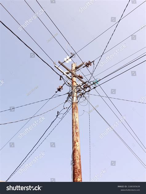 Utility Poles Supporting Wires Various Public Stock Photo 2180305639